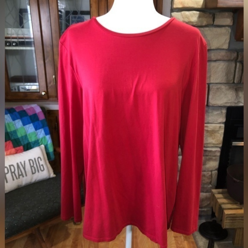 PURE JILL SIZE XLARGE STRETCH COTTON LONG SLEEVE CREW NECK TEE 95% PIMA COTTON